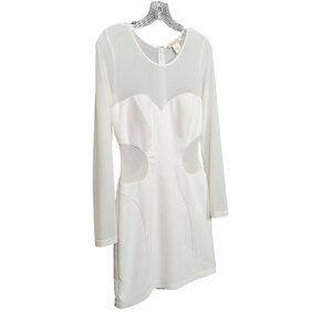 Vintage Arden B L Dress BodyCon Sheer Cut Out Long Sleeve Winter White Trendy